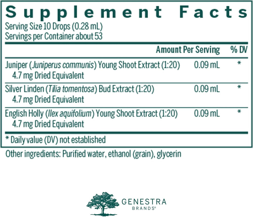 Genestra Brands SPM-gen | Suplemento Herbal de Enebro, Tilo Plateado y Acebo Inglés | 15 ml