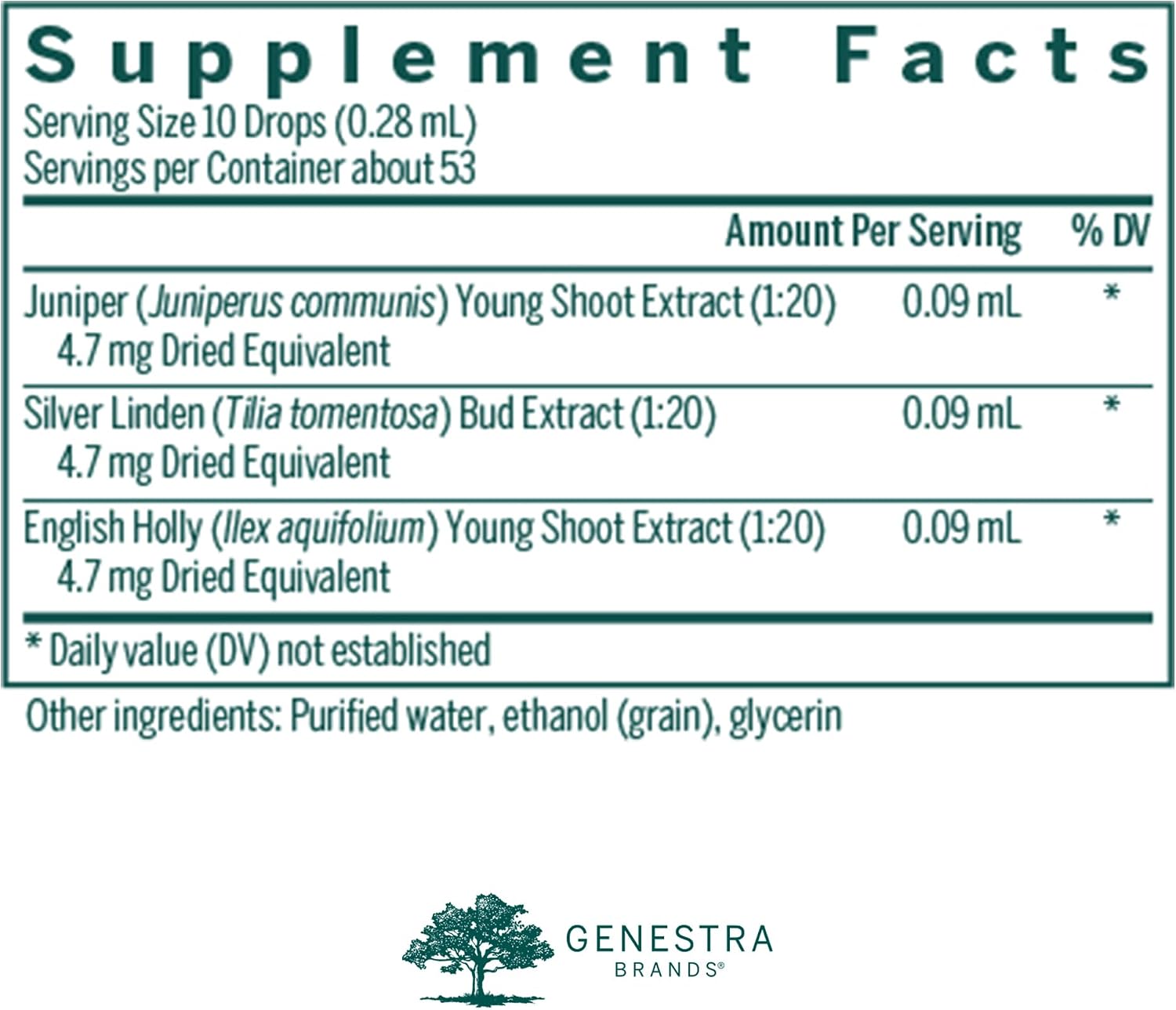 Genestra Brands SPM-gen | Suplemento Herbal de Enebro, Tilo Plateado y Acebo Inglés | 15 ml