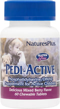 NaturesPlus Pedi-Active, 60 Chewable Tablets, Mixed Berry Flavor, Kids' Supplement for Focus