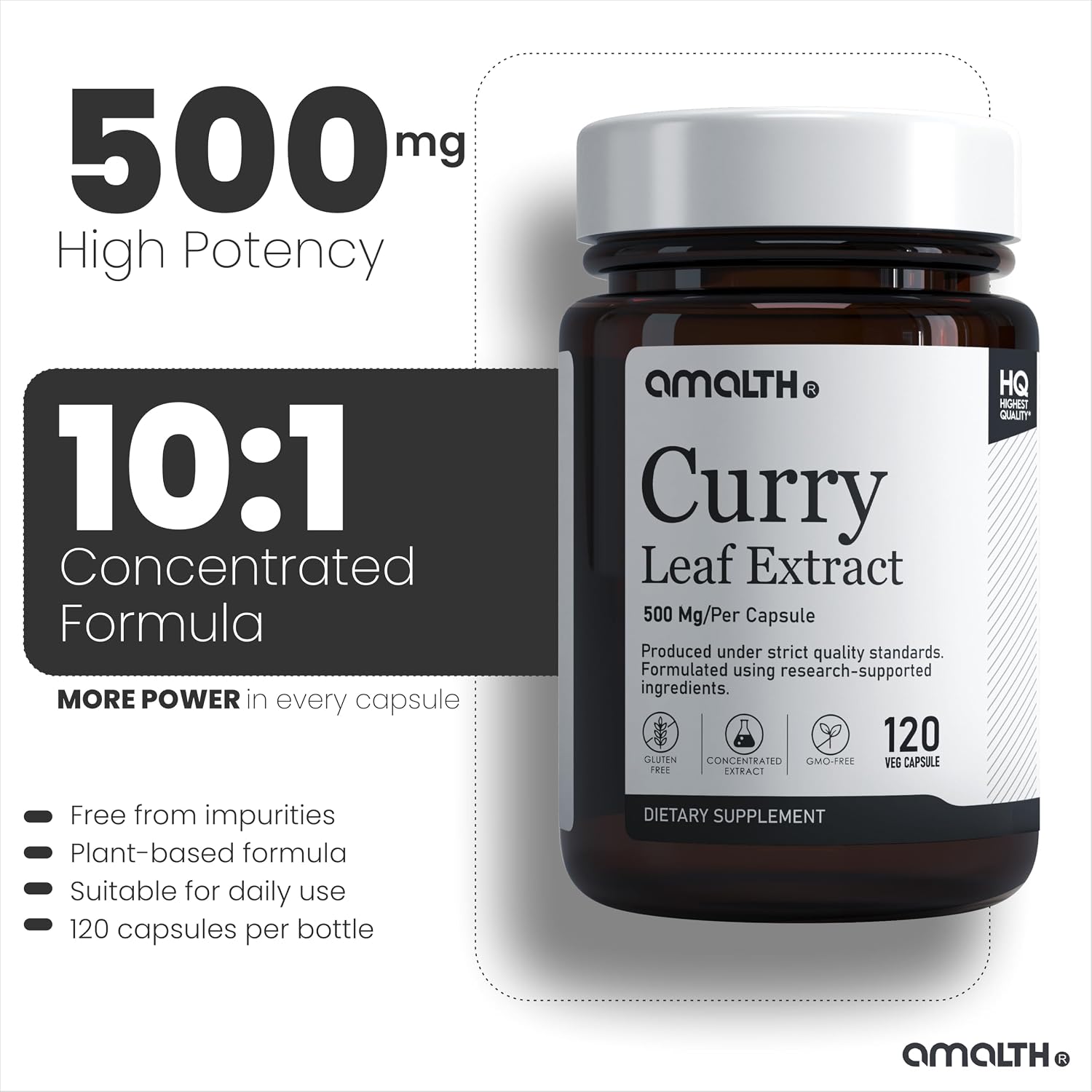 Cápsulas de Extracto de Hoja de Curry 500 mg | AMALTH