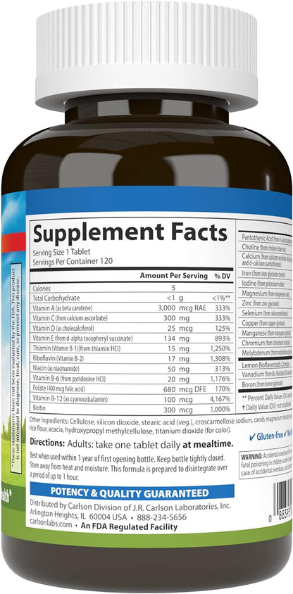Carlson Super 1 Daily Multivitamínico – Vitaminas del grupo B : B1, B2, B3, B5, B6, B7, B9 y B12 ayudan al – Image 2
