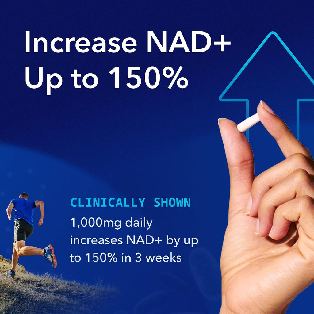 TRU NIAGEN Suplemento de NAD+ Patentado | Nicotinamida Ribósido (NR) | 30 dosis de 1000 mg (2x500 mg)