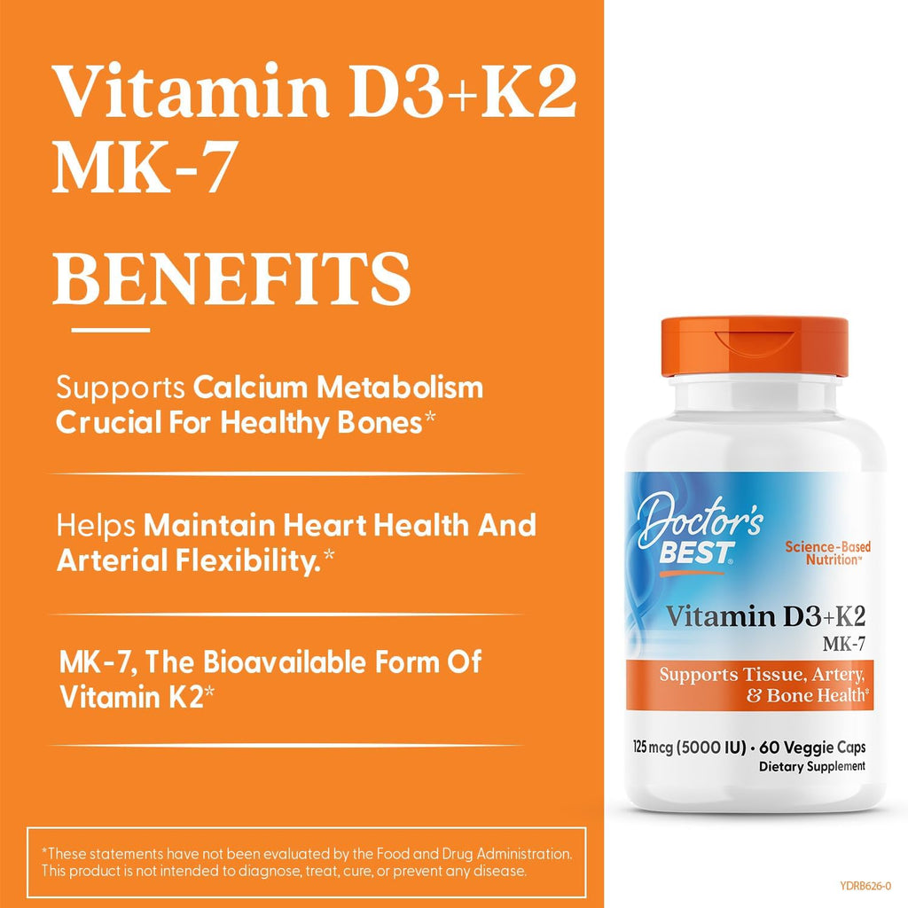 Doctor's Best Vitamina D3 y K2, 60 cápsulas vegetales