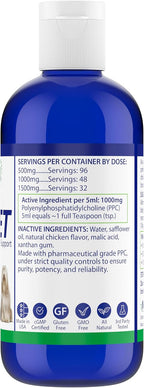 Nutrasal PPC-Vet Fosfatidilcolina Polinsaturada - Suplemento Hepático y Cerebral para Perros y Gatos - 1000 mg/5mL - Líquido Liposomal 236 ml