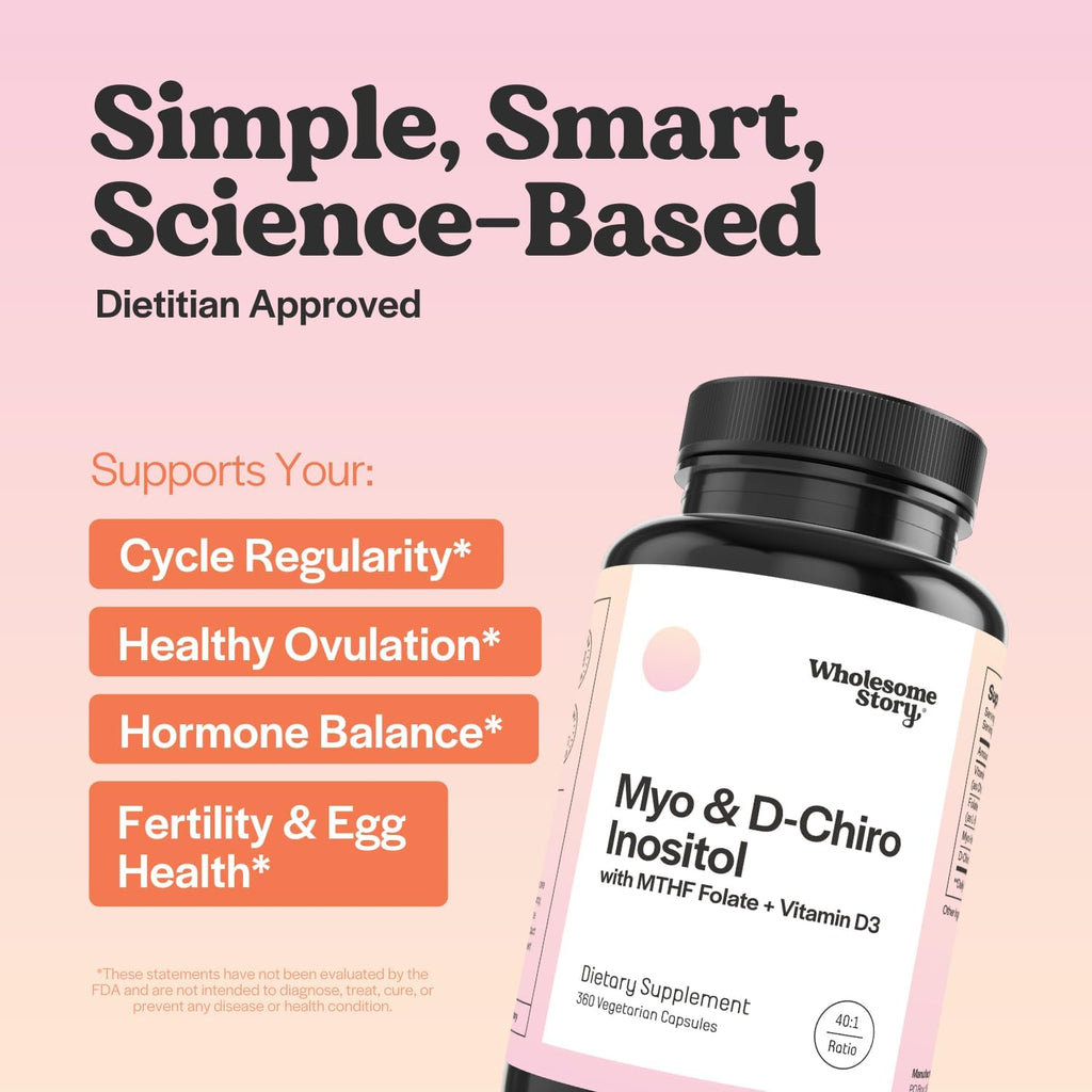 Myo-Inositol & D-Chiro Inositol 40:1 con MTHF, Folato y Vitamina D3 – 360 Cápsulas