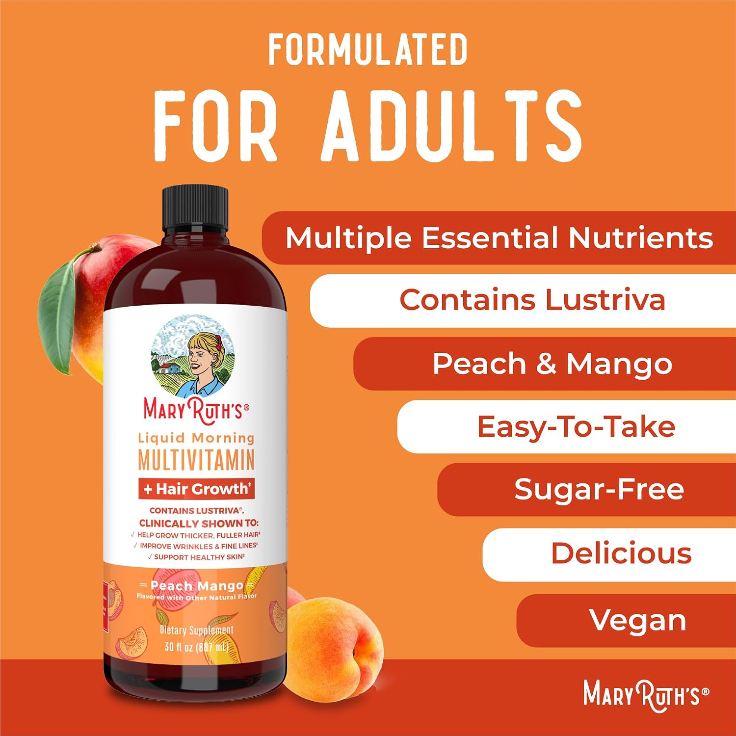 MaryRuth's Multivitamínico Multimineral para Mujeres con Lustriva® y Cromo Picolinato 1000mcg – 3 Botellas de 887 ml
