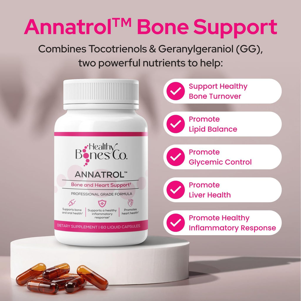 Annatrol Bone & Heart Wellness | Complejo de Vitamina E con Tocotrienoles de Annatto y Geranylgeraniol (GG)