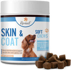 Reviact Complemento para Piel y Pelaje para Perros - Masticables de Aceite de Pescado Omega 3 con DHA, EPA y Biotina, 60 Unidades