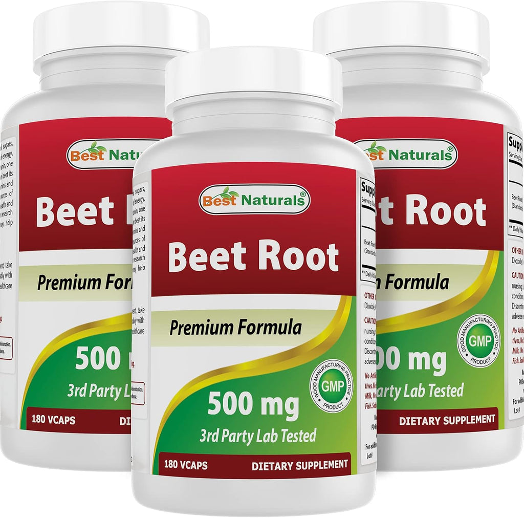 Best Naturals Remolacha en Polvo 500 mg - 180 Cápsulas (Pack de 3)