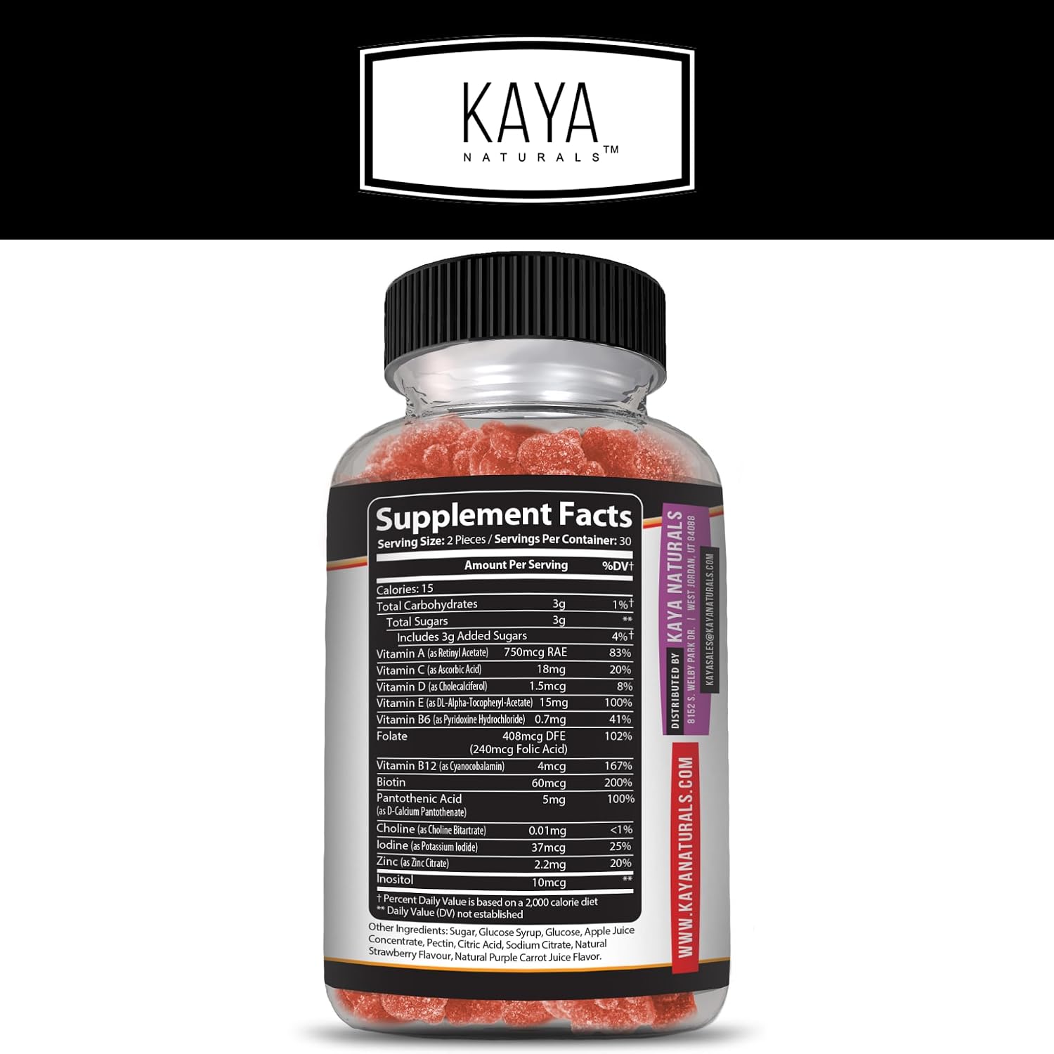 Kaya Naturals Adult Multi Vitamin Gummy - 60 Gominolas Multivitamínicas para Adultos