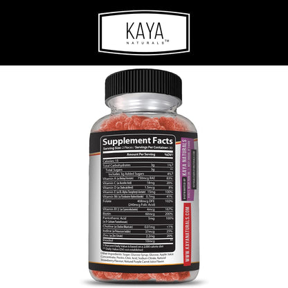 Kaya Naturals Adult Multi Vitamin Gummy - 60 – Vitamina D : contribuye a la absorción y utilización normal del – Image 2