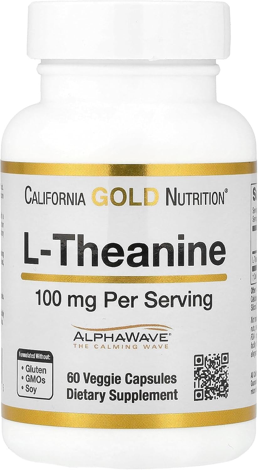 California Gold Nutrition L-Theanine con AlphaWave® 100 mg, 60 Cápsulas Vegetales