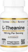 California Gold Nutrition L-Theanine con AlphaWave® 100 mg, 60 Cápsulas Vegetales