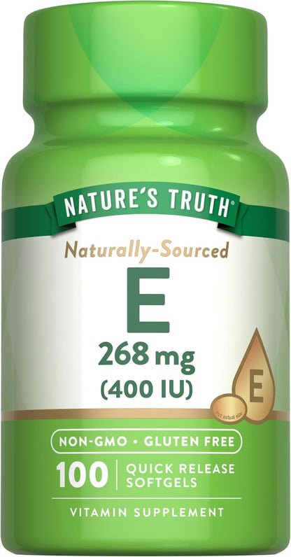 Nature's Truth Vitamin E 400 IU Softgels | 268mg | 100 Count | Non-GMO & Gluten Free Supplement – Image 1