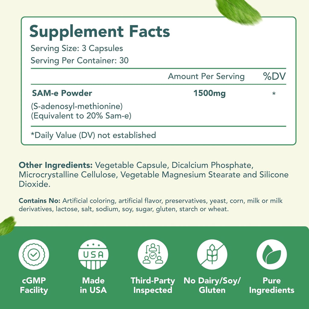 HealthyWayRx SAM-e 1500mg - S-Adenosil-L-Metionina - 90 Cápsulas
