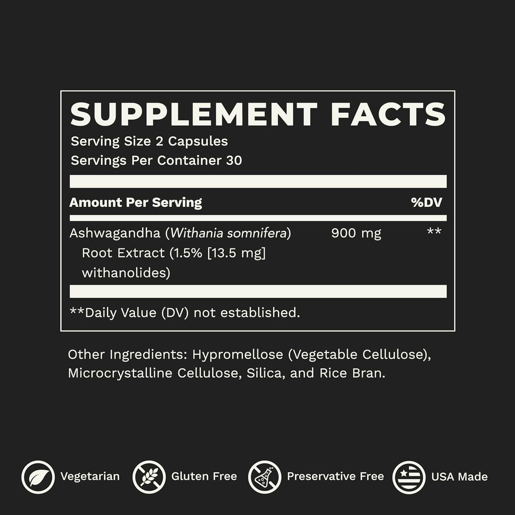 LifeSeasons Essentials Ashwagandha - Apoyo para el Estrés y el Sueño - Mente Calma y Enfocada - 900mg por 2 Cápsulas - 60 Cápsulas
