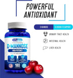 D-Mannose 1000mg Capsules - 180 Vegetable Capsules - Nutritional Supplement