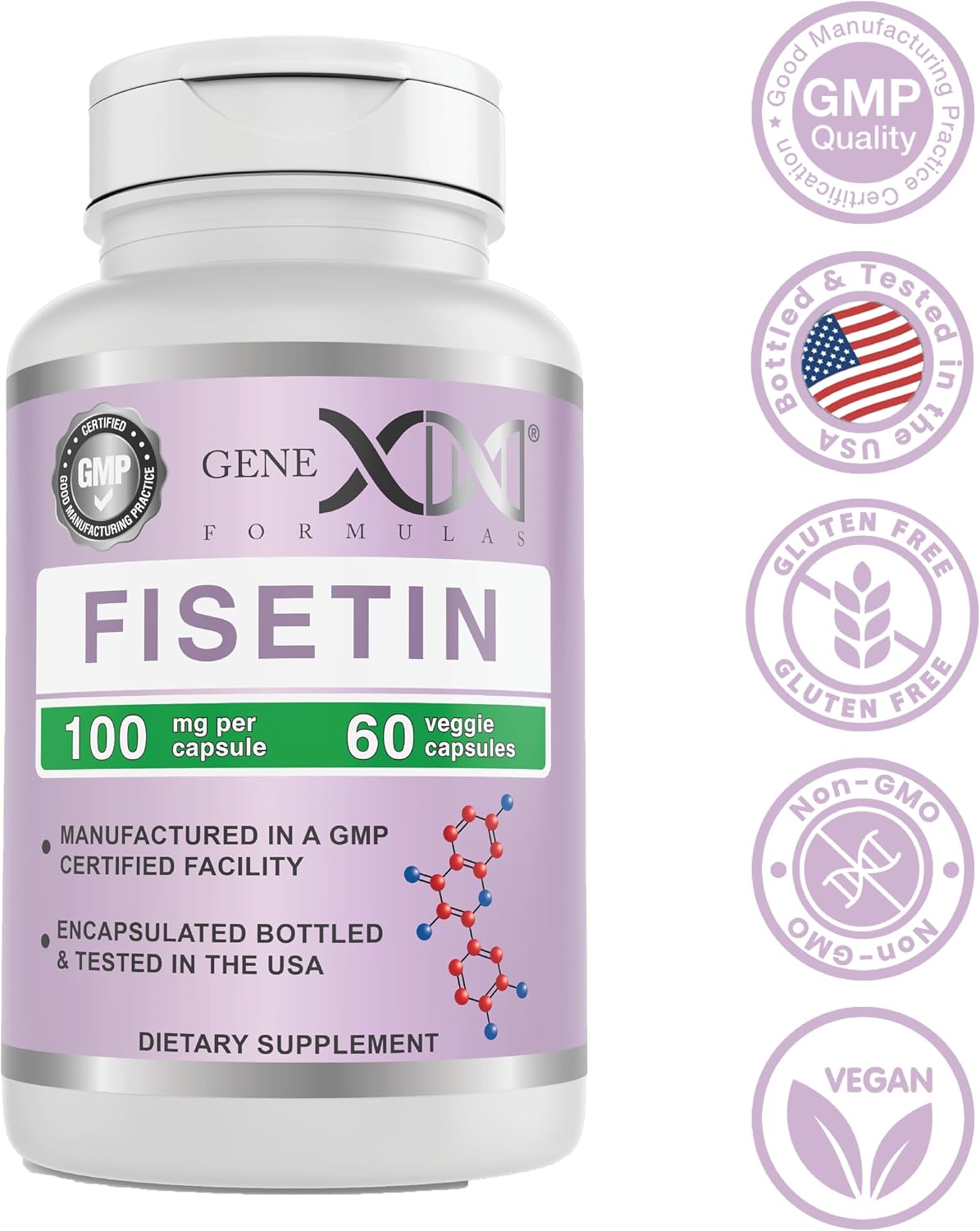 Genex Formulas Fisetin 100mg (60 Cápsulas) – Antioxidante para un Envejecimiento Saludable y la Salud Cognitiva