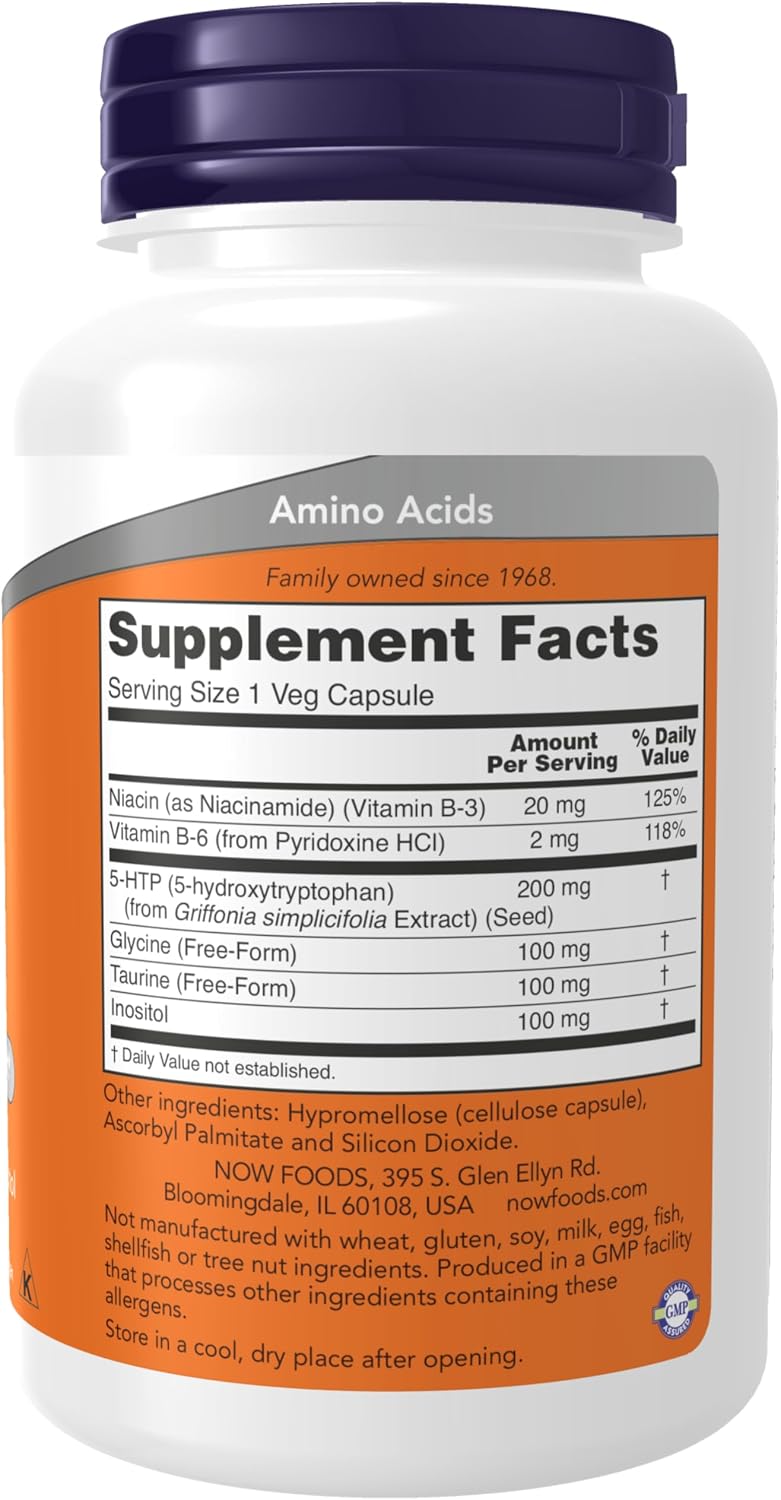 Now Foods 5-HTP 200 mg, 120 Cápsulas Veganas