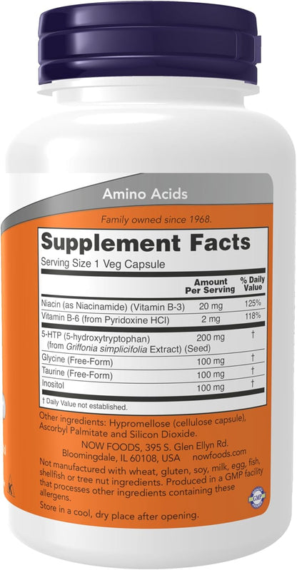 Now Foods 5-HTP 200 mg, 120 Cápsulas Veganas – Image 2