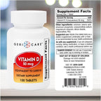 GeriCare Vitamina D 50 mcg (2000 UI) – 100 Comprimidos – Salud Ósea, Función Muscular y Apoyo Inmune