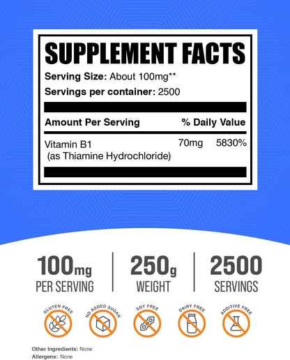 BulkSupplements Thiamine HCl Powder - Polvo – Contribuye al funcionamiento normal del sistema nervioso. – Image 2