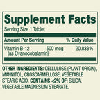 Vitamina B12 500 mcg - 100 Comprimidos