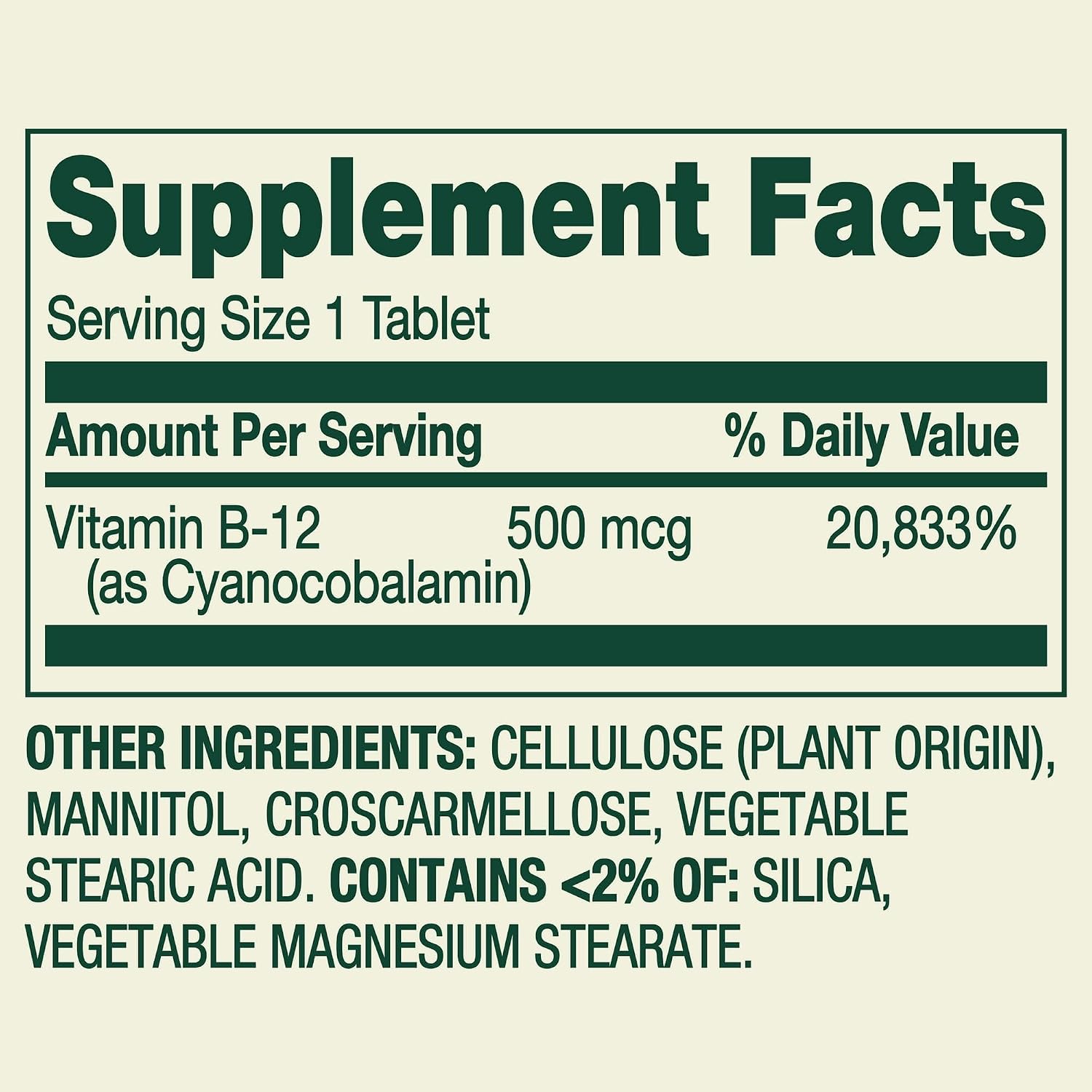 Vitamina B12 500 mcg - 100 Comprimidos