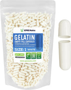 Cápsulas Vacías de Gelatina Tamaño 1 - 1000 Unidades (Blanco) de XPRS Nutra