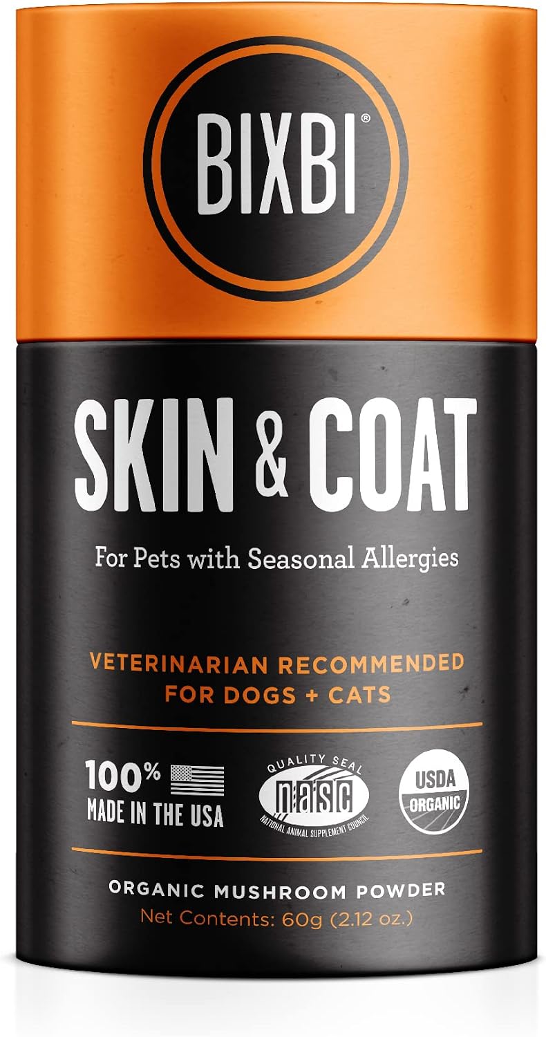BIXBI Skin & Coat Support – Suplemento Orgánico de Setas para Perros y Gatos