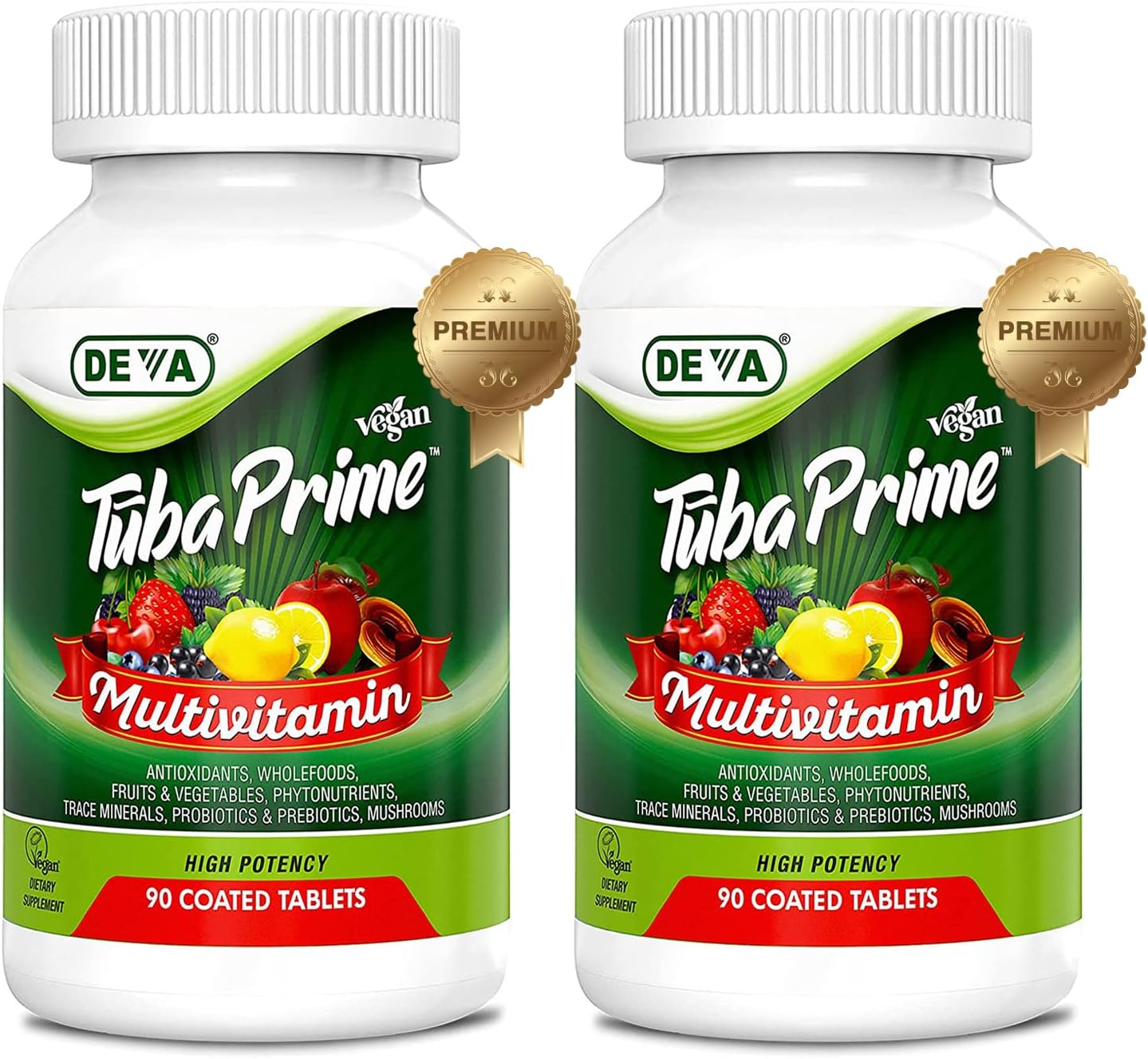 DEVA Tuba Prime Multivitamínico Vegano de Alta Potencia - 90 Comprimidos (2 Unidades)