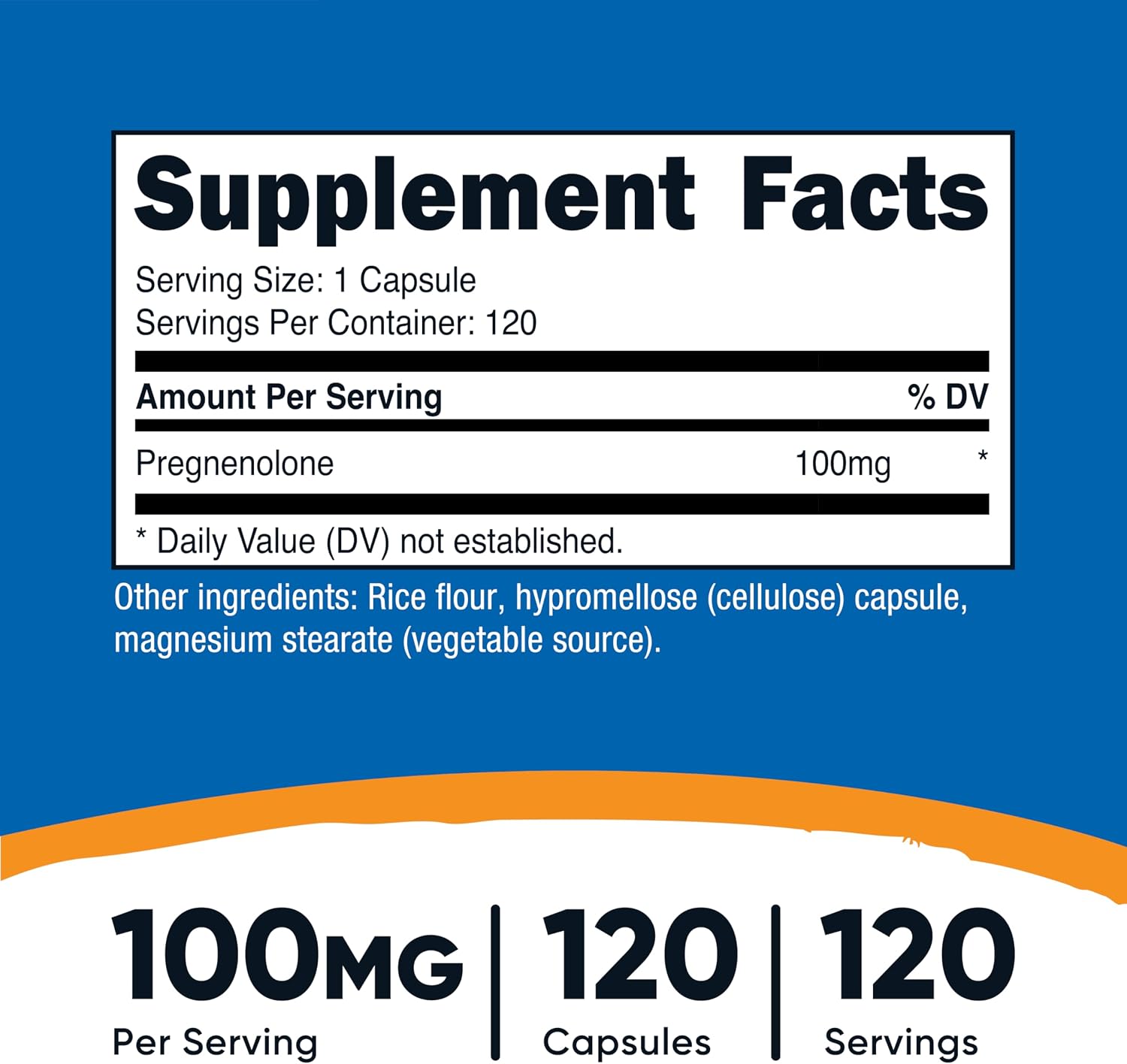 Nutricost Pregnenolone 100 mg – 120 Cápsulas (No OGM, Sin Gluten, Vegetarianas)