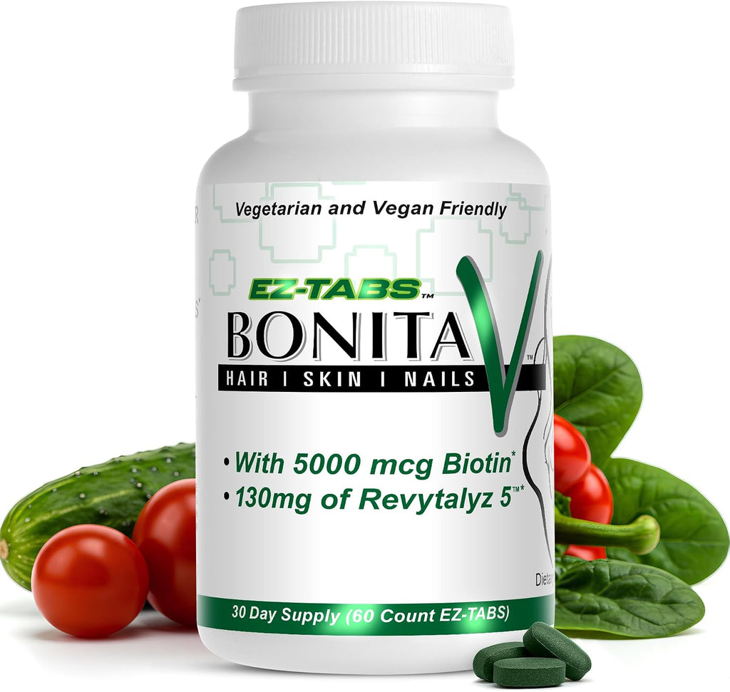 Essential Source Bonita V - Vitaminas para Cabello, Piel y Uñas - 5000 mcg Biotina - 60 Comprimidos Veganos