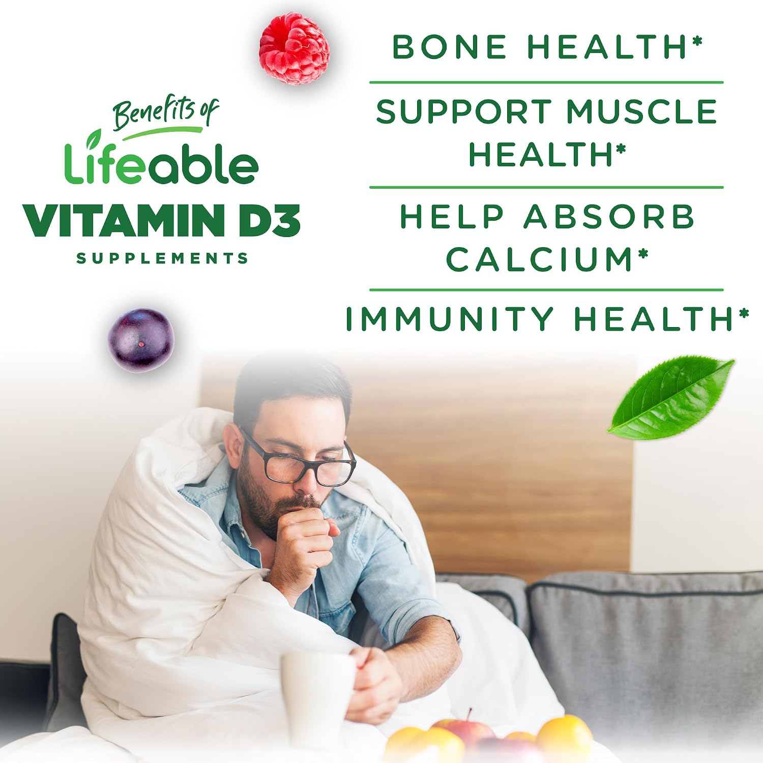Lifeable Vitamin D3 Gummies 5000 IU - 90 Gominolas para Adultos