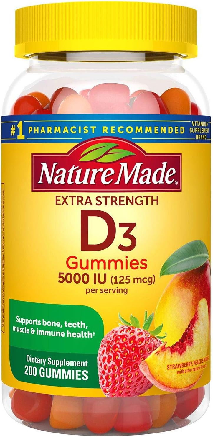 Nature Made Vitamina D3 5000 UI Gominolas Extra Strength, 150 Gominolas