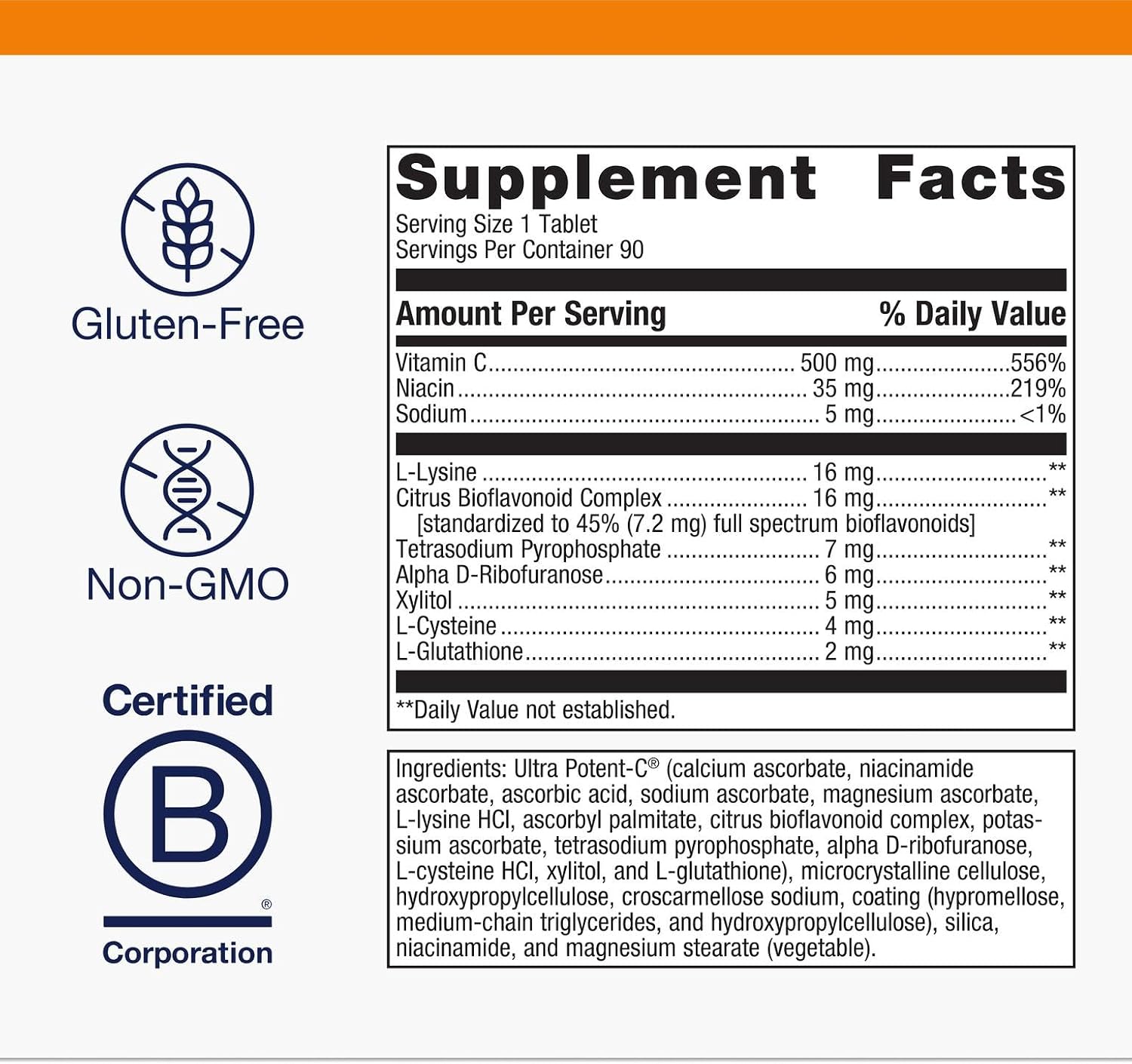 Metagenics Ultra Potent-C 500 - Buffered Vitamin C for Immune Support, Antioxidant Defense, and Collagen Formation - 90 Tablets