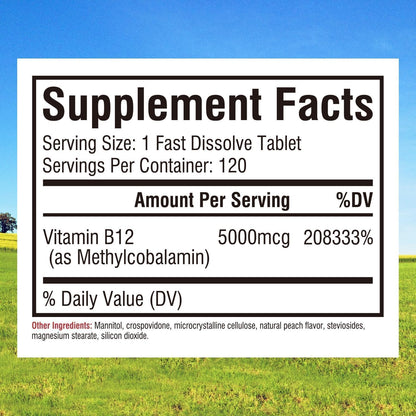 Innate Vitality Vitamina B12 5000mcg – Contribuye al funcionamiento normal del sistema nervioso. – Image 2
