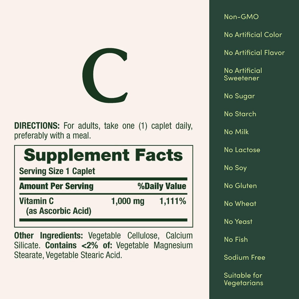 Nature's Bounty Vitamin C 1000 mg, Immune Support, Antioxidant, 100 Tablets