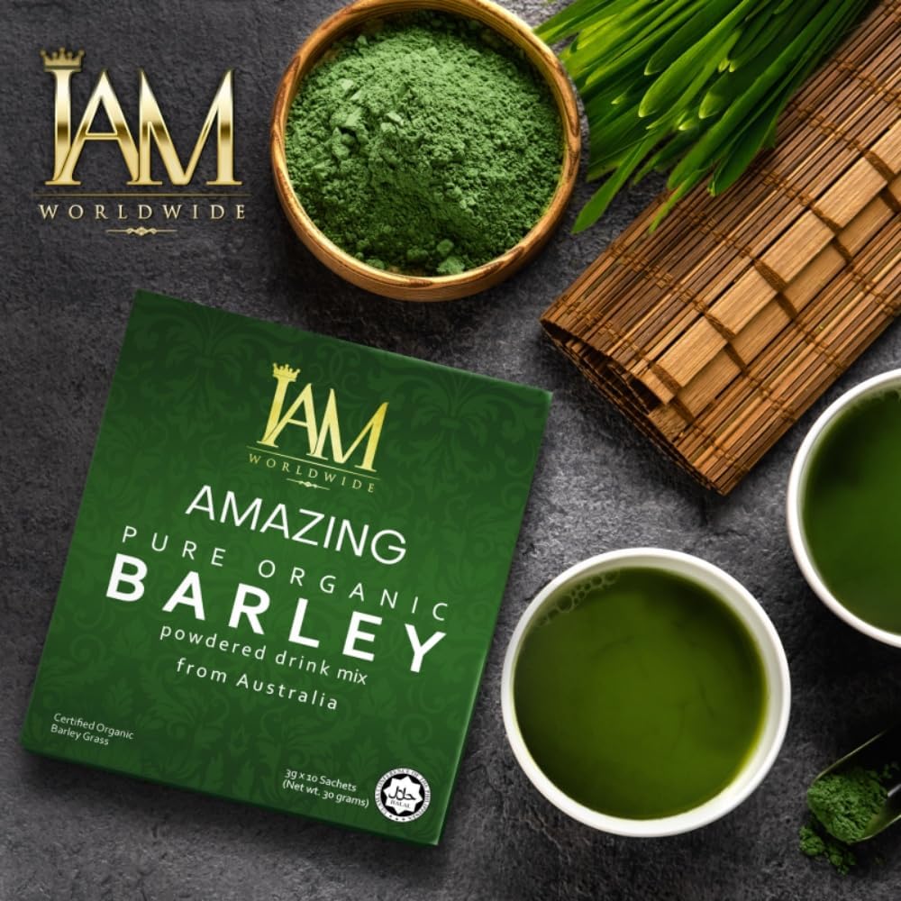 IAM Amazing Cebada Verde Orgánica en Polvo - Mezcla Natural (10 sobres)