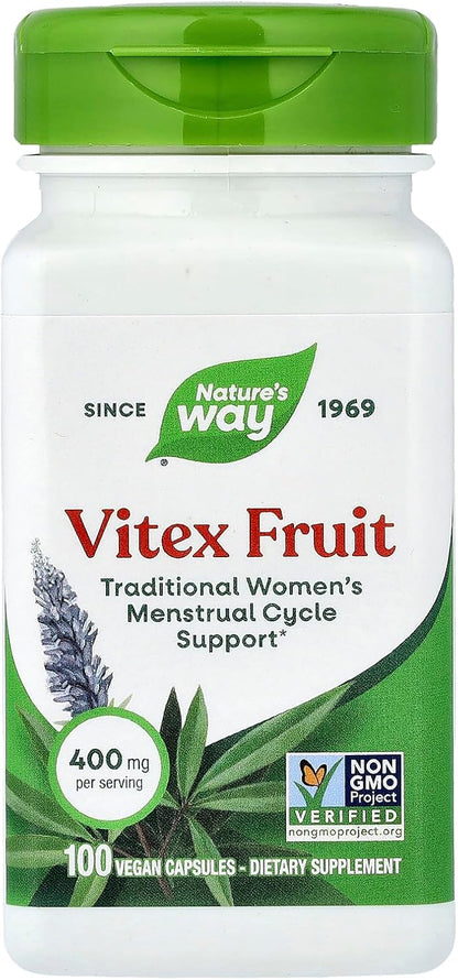 Nature's Way Vitex Fruto 400 mg, 100 Cápsulas Vegetales – Image 1