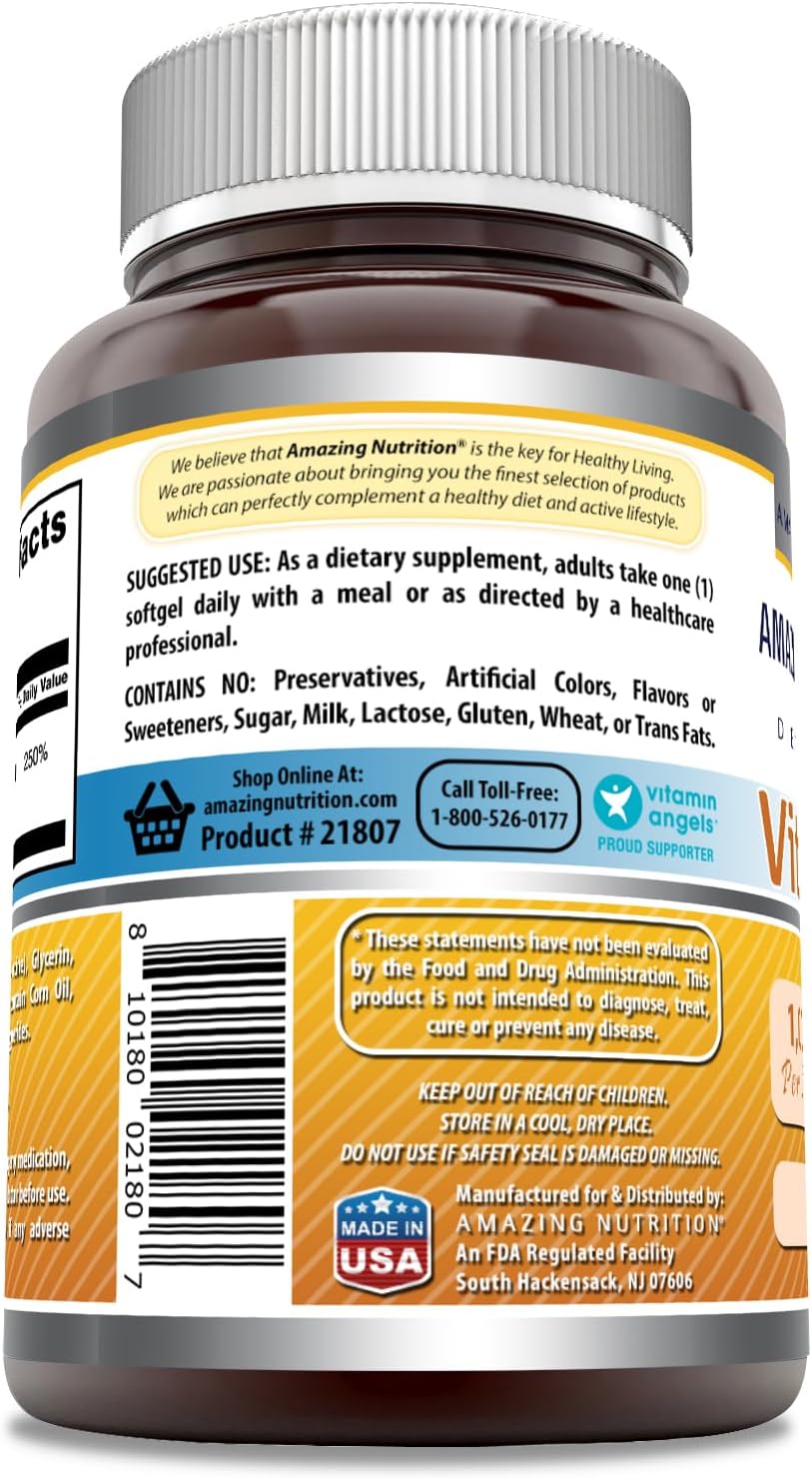 Amazing Formulas Vitamina D3 1000 IU | 240 Cápsulas Blandas