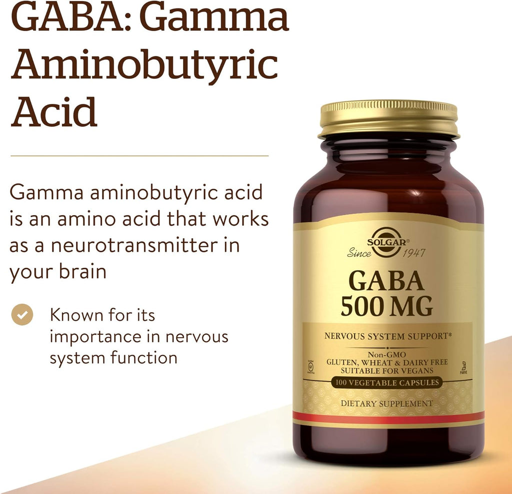 Solgar GABA 500 mg, 100 Cápsulas Vegetales