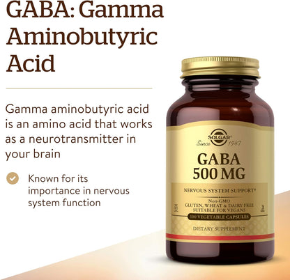 Solgar GABA 500 mg, 100 Cápsulas Vegetales – Image 3