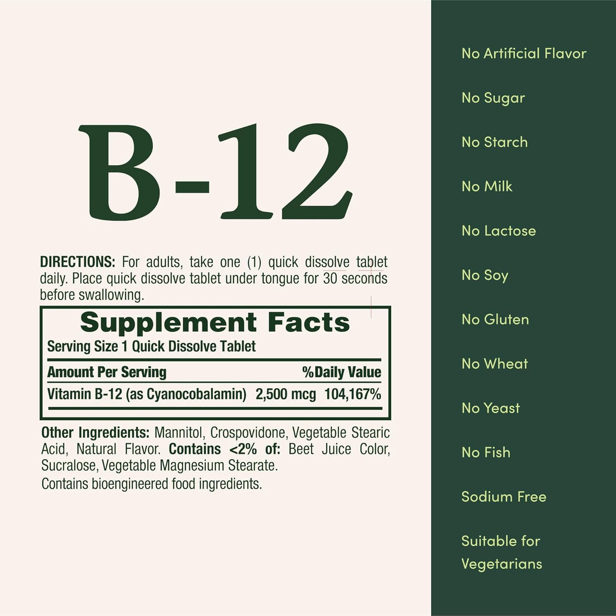 Nature's Bounty Vitamina B12 2500 mcg - 75 – Metabolismo energético: Contribuye al metabolismo energético normal, – Image 5