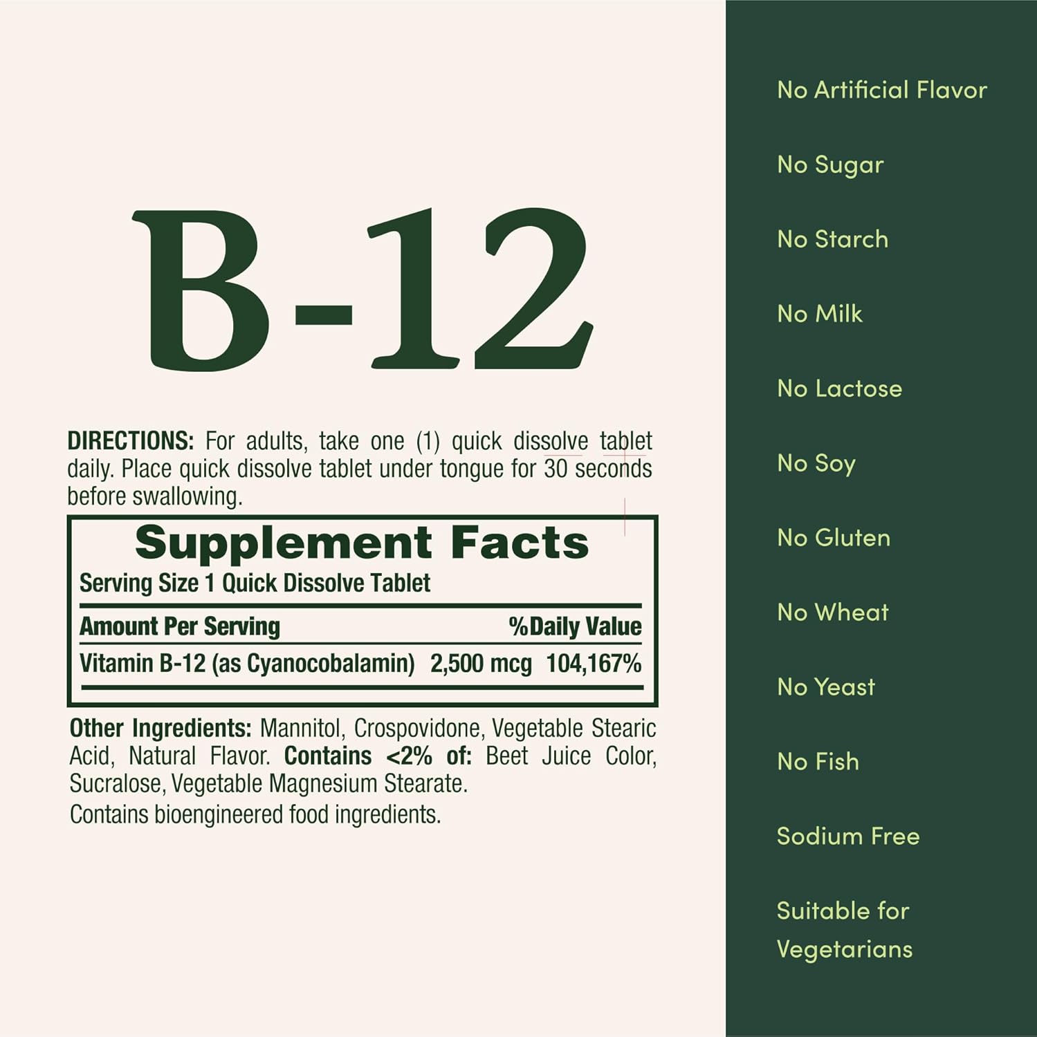 Nature's Bounty Vitamina B12 2500 mcg - 75 Comprimidos de Disolución Rápida