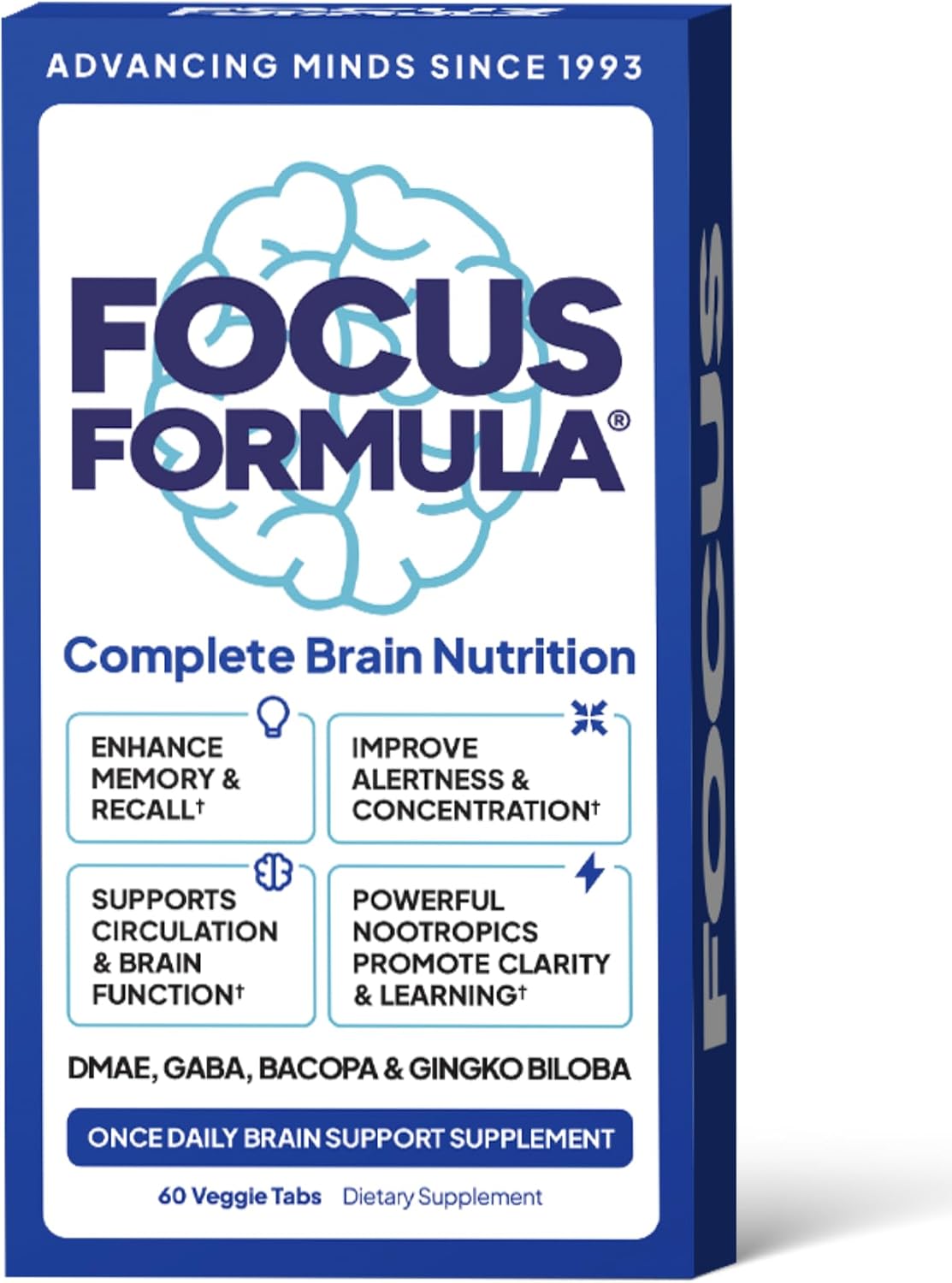 Focus Formula Nootrópico – 60 Comprimidos Veganos para Concentración y Memoria