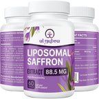 Suplemento de Azafrán Liposomal 88,5 mg, Máxima Absorción, Extracto Puro de Azafrán para el Estado de Ánimo, Energía, Visión y Concentración - 60 Cápsulas Veganas