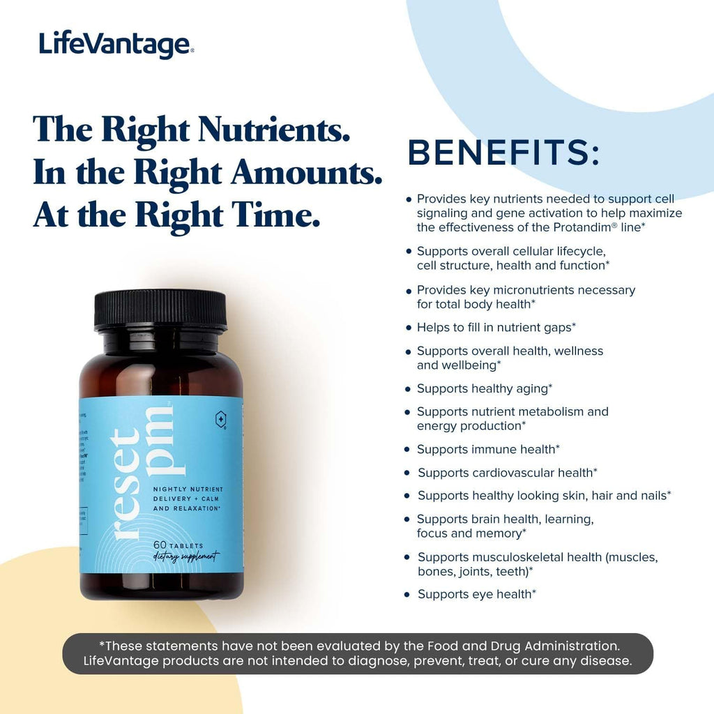 LifeVantage Reset PM - Suplemento Multinutriente Avanzado con Liberación Temporalizada, 60 Comprimidos