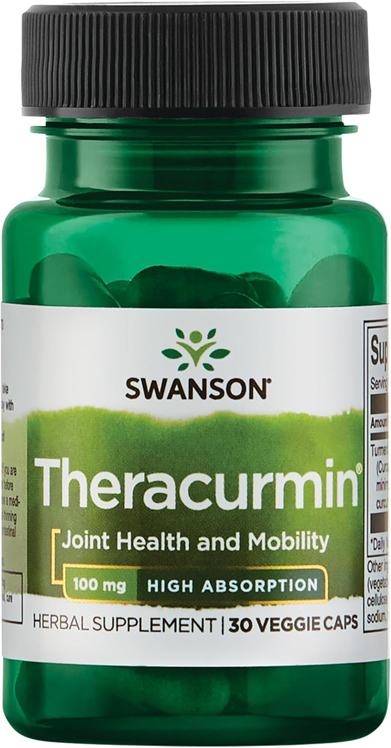 Swanson Theracurmin – Suplemento de Cúrcuma para la Salud Articular (30 Cápsulas, 100 mg) – Pack de 4