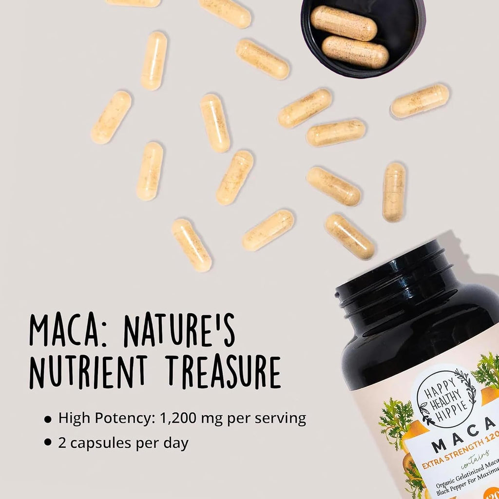 Maca Orgánica Gelatinizada 1200 mg – 120 Cápsulas (2 Meses)